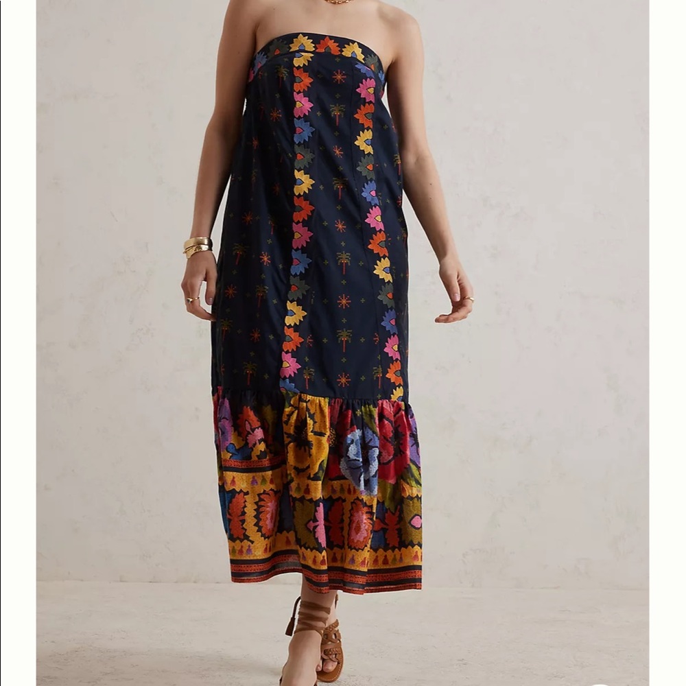 Farm Rio Embroidered Strapless dress - XS